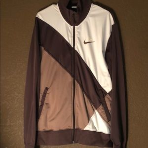 XL Classic Brown Striped Zippered Nike Jacket